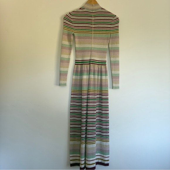 Francesca for Damon Made in Italy Metallic striped rib knit maxi dress VTG Sz:6 - Picture 2 of 5